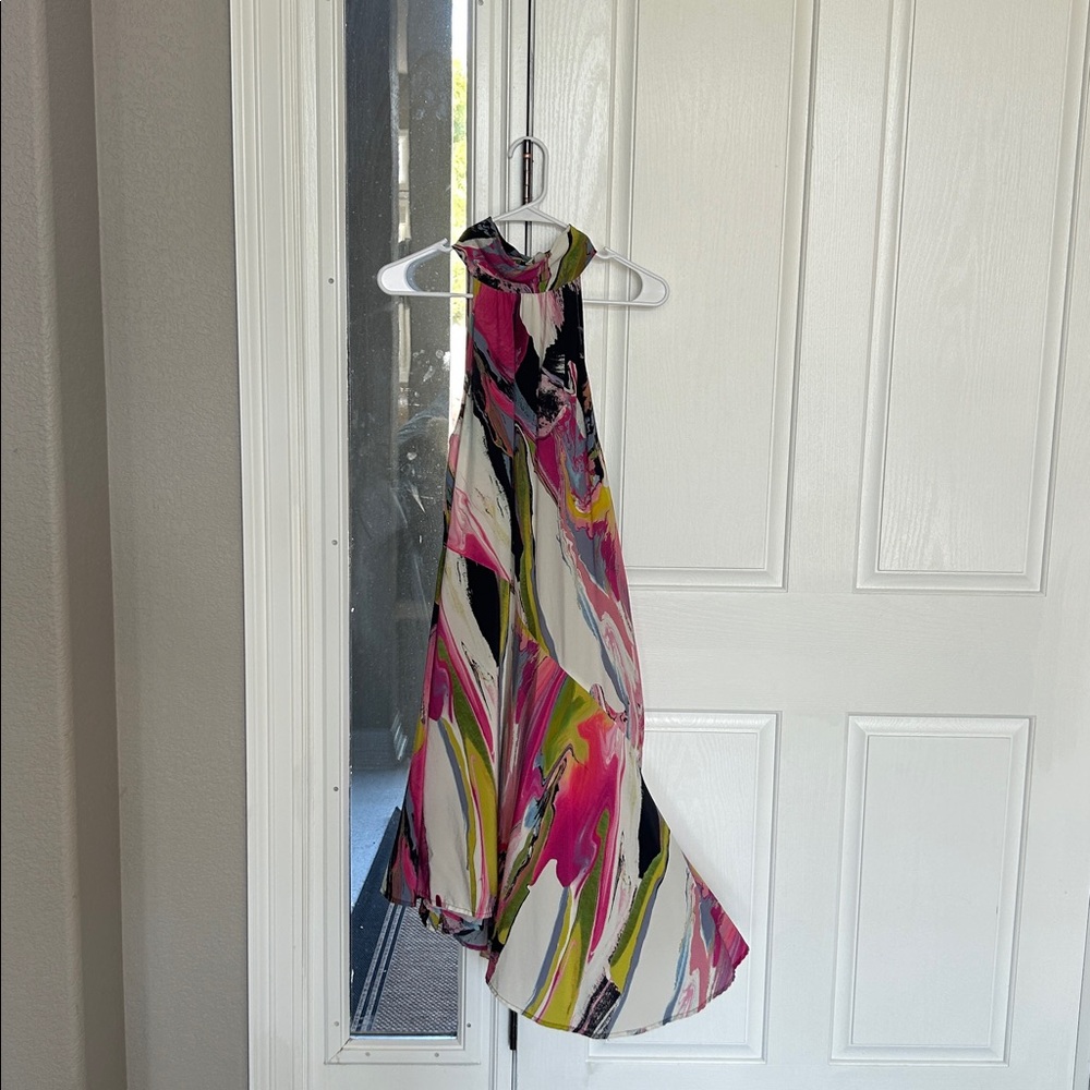 Anthropologie Vibrant Silk Halter Midi Dress - Picture 5 of 6